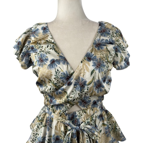 En Saison Dahlia Floral Puff Sleeve Mini Dress NWT Cottagecore Romantic Dress M - Picture 3 of 16